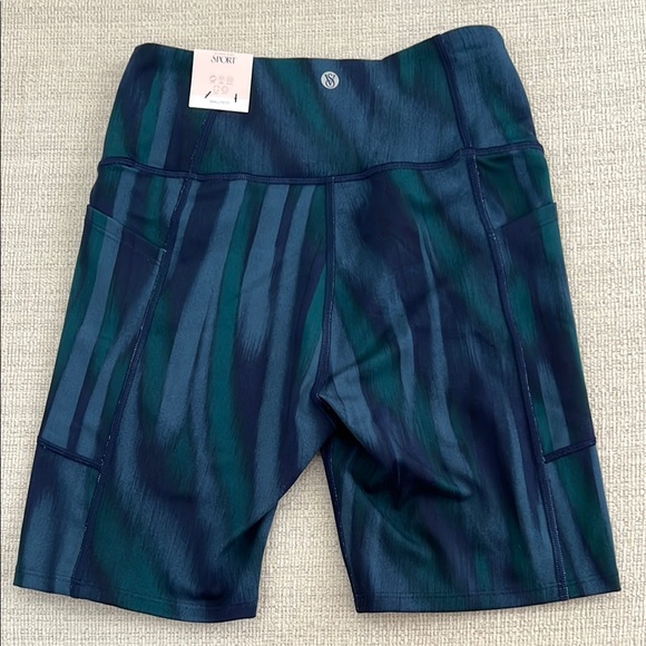 Victoria's Secret Sport Blue and Green Bike Shorts with High-Rise Waistband - Picture 4 of 4